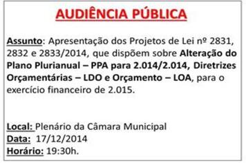 AUDIÊNCIA PUBLICA - PPA / LOA / LDO