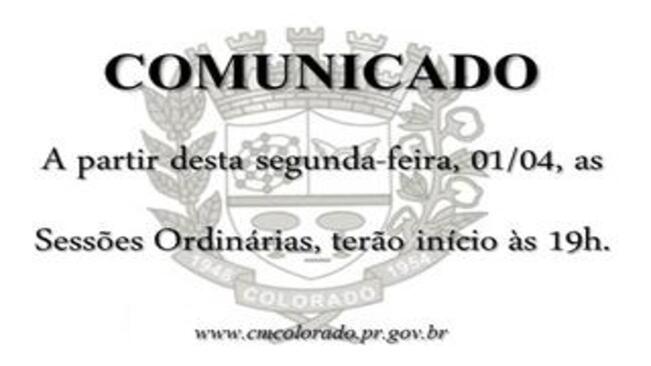 NOVO HORÁRIO DAS SESSÕES ORDINÁRIAS